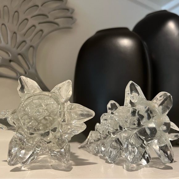 Two Vintage Clear Art Glass Christmas Trees 6" & 7” Winter Home Decor - Picture 5 of 5